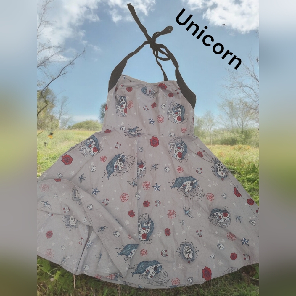 *0008 Hell Bunny Unicorn halter dress women SM